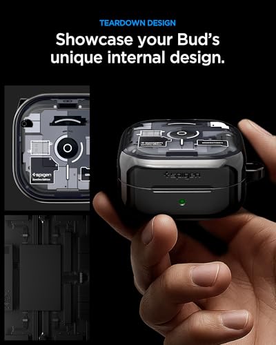 Image of Spigen Ultra Hybrid | Samsung Galaxy Buds 4 / Buds 4 Pro Case [Carabiner Included] [Shock Proof] [Light & Compact] TPU+PC - Zero One Black