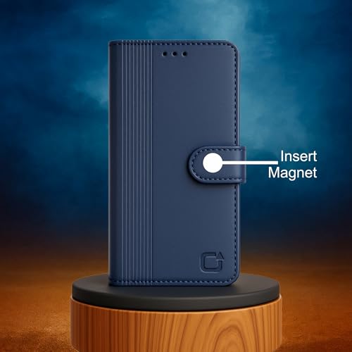 Image of AIBEX Shock Proof Flip Compatible for OnePlus 15 5G Flip Cover Leather Finish | Inside TPU with Card Pockets | Wallet Stand | Complete Protection Flip Case Blue