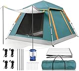 Zelt 2–3 Personen Automatisches Pop-Up Zelt, Wasserdichtes Camping Zelt mit Vorzelt Fenster, Wurfzelt mit Doppeltürlüftung, Moskitoschutz, LED-Licht, Bodenmatte, TragetascheI für Camping Familien