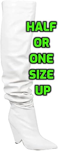 Liliana Women Wedge High Heel Over Knee Boots Nano-2 White 10 thumb #1