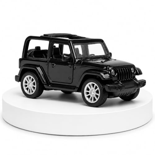 Image of Amisha Gift Gallery Open Thar Jeep Diecast Metal Toy Car for Kids, Black | Opening Doors & Pull Back Action, Mini Manual Push Super Car, No Battery Needed, Durable Diecast Vehicle for Kids Age 3+