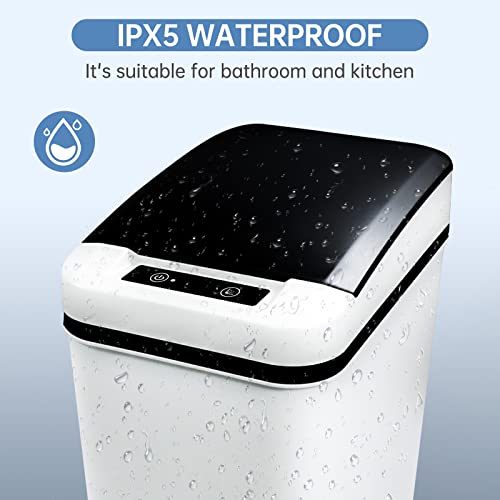 Bigeban Bathroom Trash Can With Lids,2.5 Gallon Touchless Trash Can, Motion Sensor Trash Can, Slim Automatic Garbage Can Bin For Bathroom, Office, Bedroom, Living Room, Kitchen, Toilet (Black Lid) #TOP3