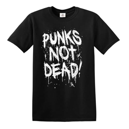 Image of Punk Skull Biker Glam Rock Band Irish Punk Stiff Rock Sham T-Shirt Top (Black, 5XL)