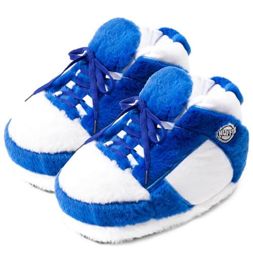 Knuffis Sneaker Chausson Pantoufle Femme Chaussons Sneaker Pantoufles Homme Peluche 36-45 (Bleu Blanc, Système Taille Chaussures EU, Adulte, Numérique...