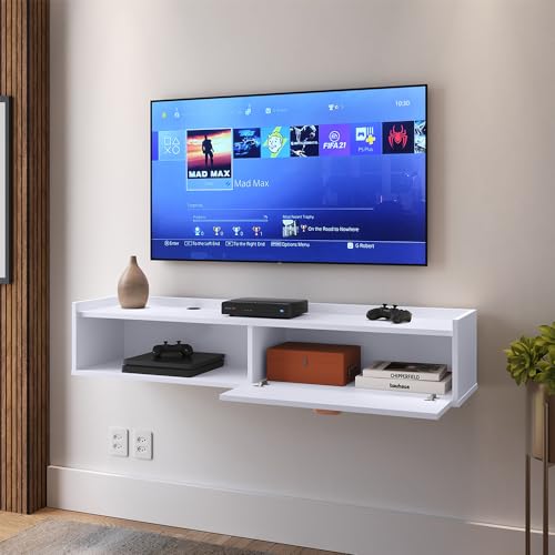 Rack Tv Smart Suspenso Home Decor 1 Porta Nicho Organizador Decoração Sala Quarto Compacto 1.20 Puxa