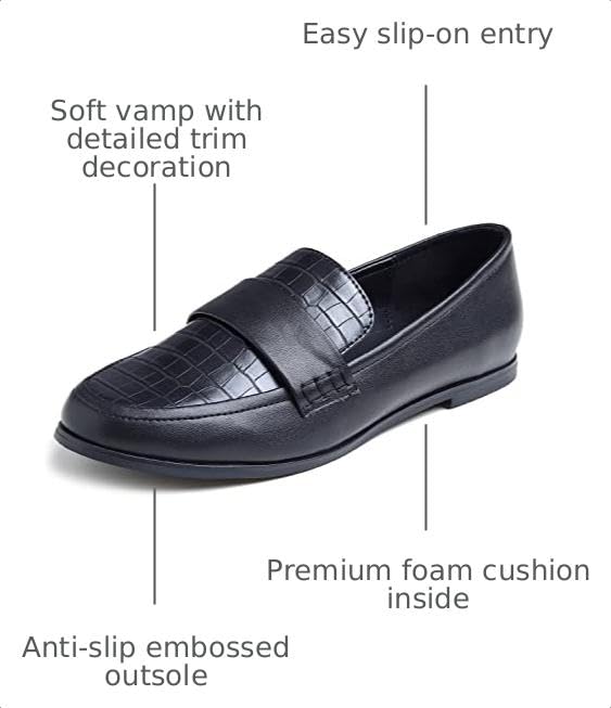 Image of FEVERSOLE Women's Fashion Dress Comfort Low Heel Office Penny Loafer Flats