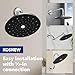 KOSNEW 3 Modes Large Rain Shower Head - 9 Inch Rainfall Shower Head - High Pressure Wide Coverage with Anti-Clog Silicone Nozzles - Tool Free Installation - Adjustable Angle for Bathroom - Chrome