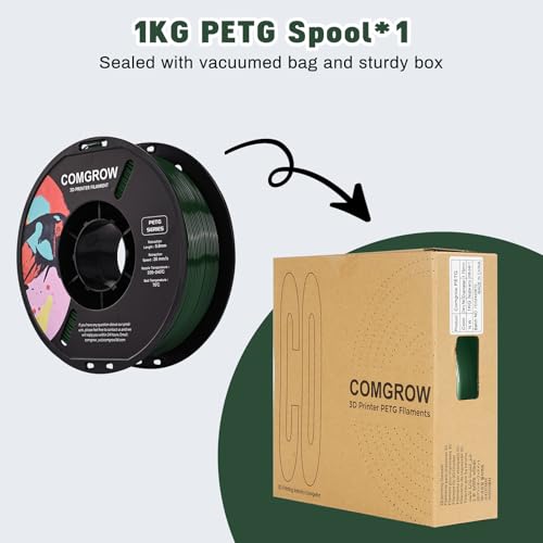 Image of Comgrow PETG 3D Printer Filament 1.75mm, High Precision and Tough 3D Printer Filament (2LBS), Dimensional Accuracy + /- 0.02 mm, Fit Most 3D Printers Military Green