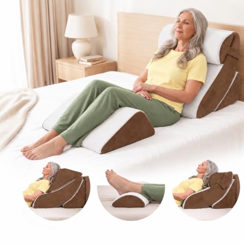 Lunix LX5 4pc Orthopedic Bed Wedge Pillow Set, Abdominal Surgery Recovery | Sleep Semi-Upright Without Buying a Recliner: Base, Back, Knee and Head Pillows for the Bed You Own