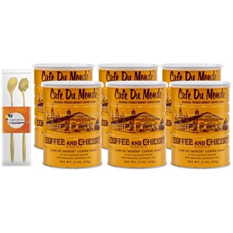 Cafe du Monde Ground Coffee 15 Oz (425 g) With 2 Coffee Spoons (6 CANS) Cover