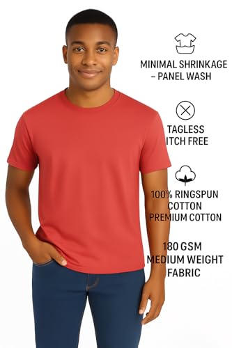 Image of Men's T-Shirts Ringspun Cotton Crew Neck Tee Shirts|Casual Wear T Shirt | Pre Shrunk with Panel Wash