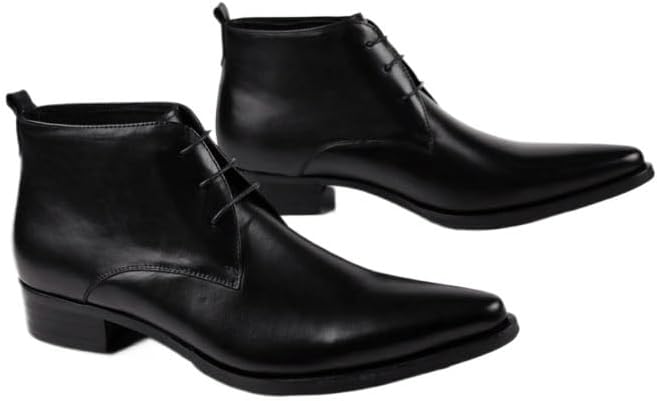 Men's Platform Chunky Heel Slip-On Chelsea Boots Fashion Comfort Pointed Toe Low Heel Lug Sole Anti-Slip Business Casual Ankle Boots