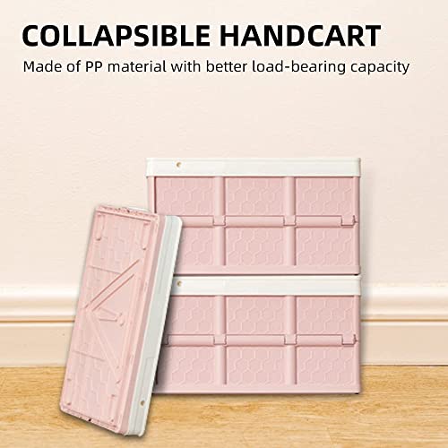 TISTIK Rolling Utility Cart Collapsible Handcart with Lid Folding Shopping Cart 30 Liter Large Capacity Hand Crate 4 Wheels Rolling Cart - Thumbnail 2
