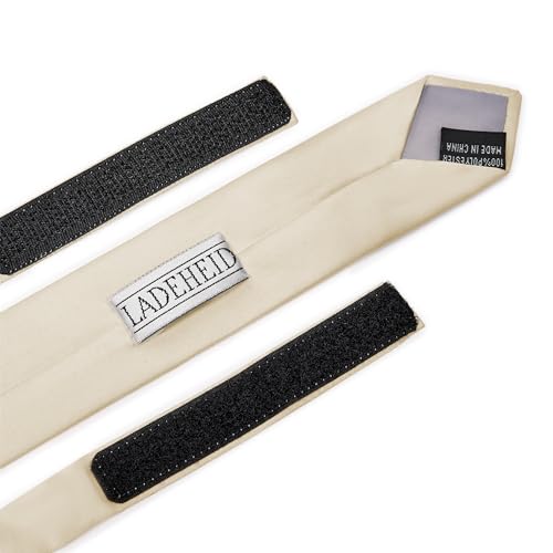 Ladeheid Kinder Krawatte für Jungen - Eleganter matter Look, Vorgebunden mit einem Klettverschluß, Perfekt für besondere Anlässe - Stilvolle Ansteckkrawatte TKM (31cm x 4cm, Beige)