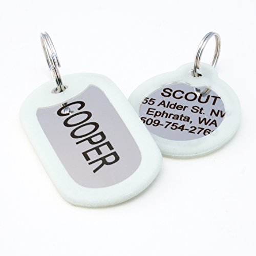 Gotags Personalized Dog Tags In Stainless Steel, Includes Glow In The Dark Tag Silencer To Reduce Noise And Protect Tag And Engraving, No Noise, Quiet Pet Tags, 2 Side Engraving, (Bone Shape) #TOP4