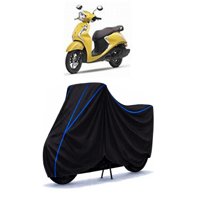 Image of Scooty Cover Water Resistant for Fascino 125 Disc Special Edition | Universal Scooter & Bike Cover | Heavy Duty UV Dust, Rain & Scratch Protection Weather Indoor Outdoor | Black with Blue Piping