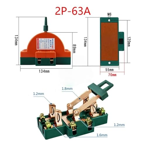 Interrupteurs de sécurité robustes DPDT 2P 63A pour inverseur de source - 2