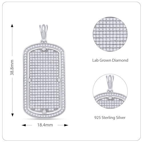 Dog Tag Pendant Charm for Men 1 3/8 Cttw Round Natural or Lab Grown Diamond Army Soldiers Creed Dog Tag Pendant in 10K Solid Gold and 925 Sterling Silver Jewelry for Him3