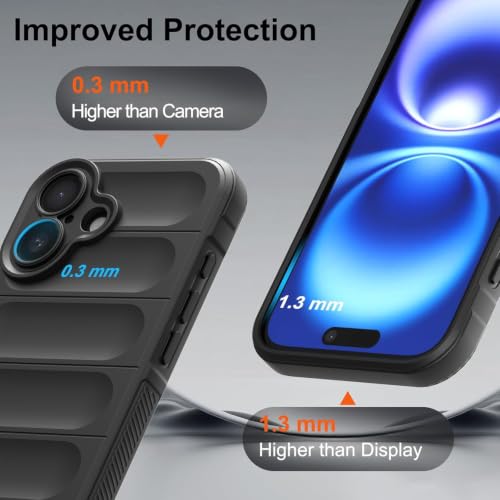 Image of ShieldTech AirGuard Series Back Cover Case for Apple iPhone 16 | Microfiber Lining | Airbag Cushion Drop Protection | Shockproof Silicone Back Cover Case | Anti Slip Grip - Black for iPhone 16