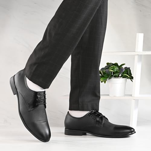 Image of Blue Leather by Centrino Lace-up Men's Formal Shoe | Stylish with Soft Cushioned Insole | Trendy Lace-Up Design | Durable Leather with Anti-Skid Sole | Perfect for Formal Wear (4039)