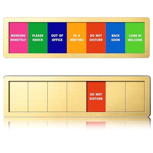 Image of Office Door Signs 6 Options Do Not Disturb, Please Knock, In A Meeting, Out Of Office, Working Remotely Back Soon Privacy Door Slider Sign For Meeting & Conference Room Black