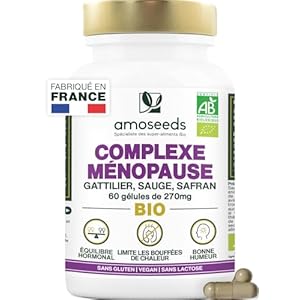 Ménopause BIO | Sans Hormones, 100% Naturel | Bouffées de Chaleur, Irritabilité, Stress | Gattilier, Sauge, Safran | 60 gélules | Qualité Supérieure