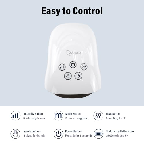 cotsoco Cordless Hand Massager with Heat and Compression for Arthritis and Carpal Tunnel, Birthday Gifts for Women Mom Men,White, Gift for Christmas & Thanksgiving Day - Thumbnail 4