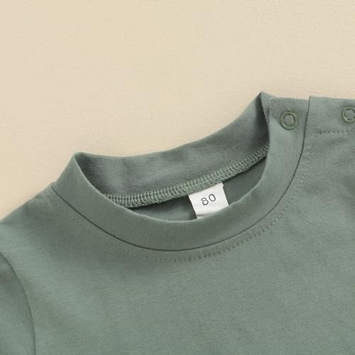 Image of Toddler Baby Boy Girl Short Sleeve Crew Neck T Shirt Pullover Sweatshirt Summer Basic Tee Solid Casual Clothes