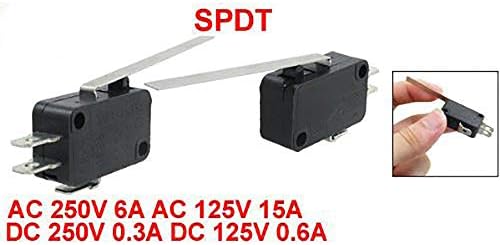 CESFONJER 12Pcs Micro Limit Switch | Momentary Hinge Metal Roller Lever Micro Switch AC 5A 125 250V SPDT 3 Pins - Black
