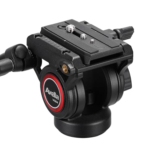 Avella Video Tripod Fluid Head with Quick Release Plate, Lightweight Heavy Duty Compatible with Manfrotto,Max Load 13.2lb/6kg for Video Canon Nikon Sony Olympus Panasonic DSLR Camera, V504 by AVELLA - Used condition - US$38.58