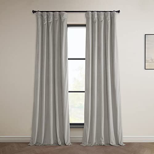 HPD Half Price Drapes Heritage Plush Velvet Curtains 84 Inches Long Room Darkening Curtains for Bedroom & Living Room 50W x 84L, (1 Panel), City Grey