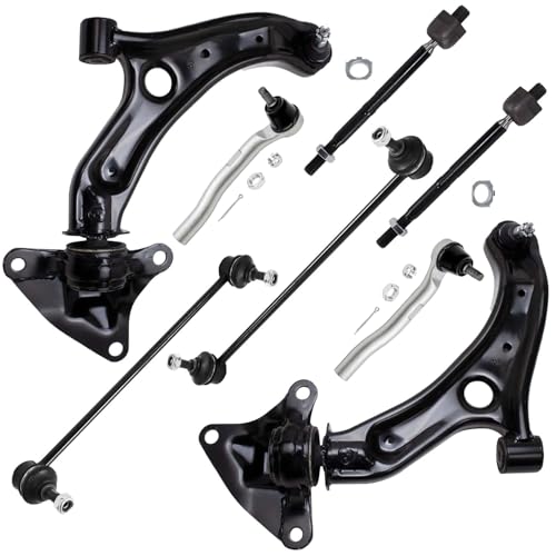 Image of Detroit Axle - 8pc Front End Kit for 2009-2014 Honda Fit, 2 Lower Control Arms with Ball Joint 2 Sway Bars 4 Inner Outer Tie Rods 2010 2011 2012 2013 Replacement Suspension Kit