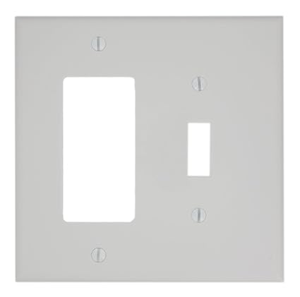 PJ126-W 2-Gang 1-Toggle 1-Decora/GFCI Combination Wallplate, Midway Size, White