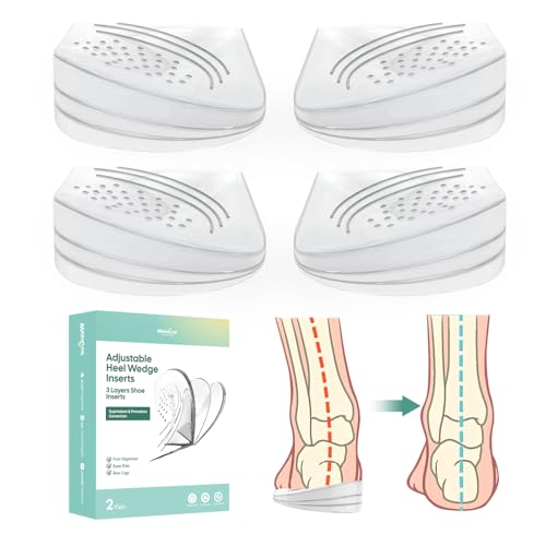 Coussinets talonniers en silicone Welnove-(2 paires) Semelles orthopédiques ajustables à trois couches pour la supination, talonnettes adhésives médiales et latérales pour l'alignement du pied - M