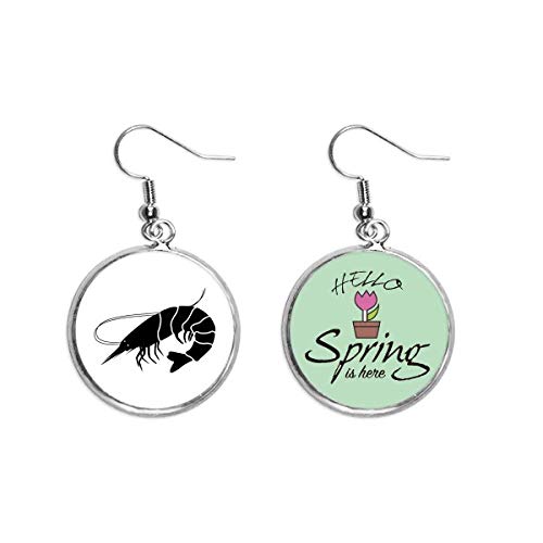 Pendientes de primavera estilo vida marina con colgante de camarón negro y joyas de moda