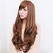 Bob shop Women's Long Hair Wig Long Wavy Cosplay Hair With Oblique Bangs（brown）