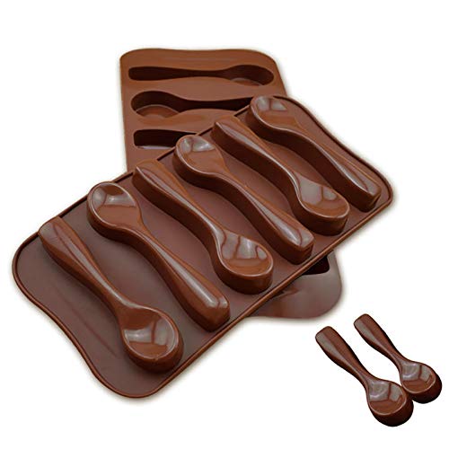 Luckxing 3 x 6 Cavities Silicone Chocolate Mould Spoon Silicone Baking Mould for Chocolate Baking Mould Silicone Chocolate Mould Praline Moulds Spoon Chocolate Moulds for Chocolate, Praline, Actions