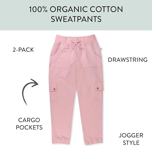 HonestBaby 2-Pack Easy Fit Cargo Sweat Pant 100% Organic Cotton Baby, Toddler, Boys, Girls, Unisex2