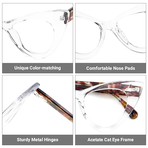 Image of Zeelool Retro Cat Eye Glasses for Women Eyeglasses Frame with Non-prescription Clear Lens ZJGA747707-01 Crystal