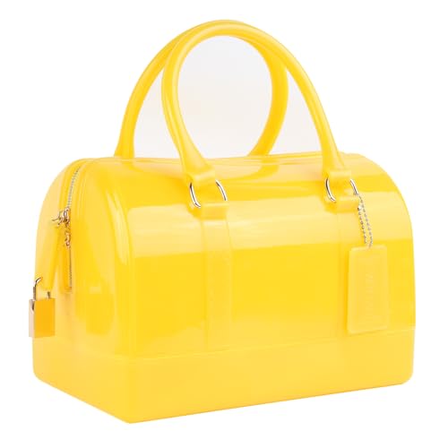 Image of Ladies Summer Jelly Pillow-shaped Top Handle Handbag Candy Color Transparent Crystal Purse