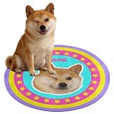 Round Custom Pet Rug with Name, Coral Fleece Personalized Dog Cat Face Portrait Carpet Round Area Rug, Soft Fluffy Anti-Slip Washable Play Mat, Pet Lover Dog Mom Gift, Dopamine Color (Style 6)