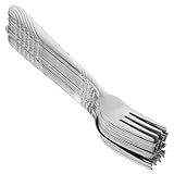 BUGUUYO 24 Stück Edelstahl Obstgabeln mit Modischem Muster Ergonomisch Langlebig Spülmaschinenfest Stilvolle Kuchengabeln für Restaurant und Haushalt