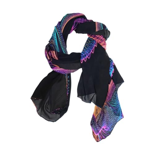 Nexawaveo Scarf for Women Lightweight Neon Style Dinosaur Portrait Fashion Pashmina Stylish Shawls