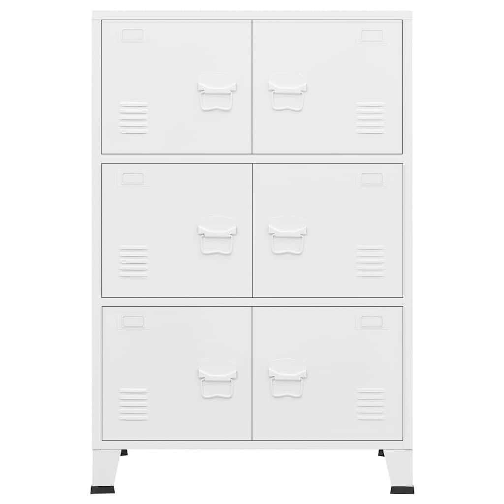 vidaXL Coffre de Rangement Industriel Armoire de Rangement Étagère Stockage Meuble de Bureau Maison Intérieur Blanc 75x40x115 cm Métal