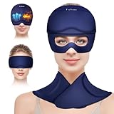 Migraine Relief Cap and Neck Ice Pack Wrap with Ice Eye Masks,3 in 1 Detachable Hot and Cold Therapy Headache Relief Cap for Headaches, Stiff Neck,Eye Fatigue, Tension and Pain Blue