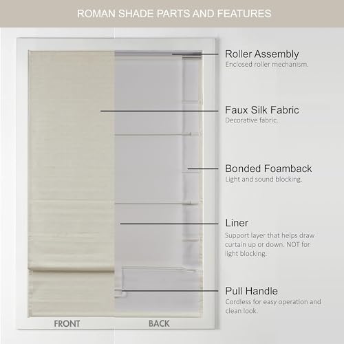 Madison Park Galen Cordless Fabric Privacy Single Panel Darkening, Energy Efficient Roman Shade, Window Curtain, 33'W x 64'L - Image 4
