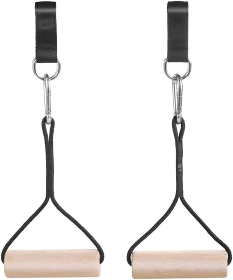 Indoor Home Gym Exercise Rings for Ultimate Upper Body Strength Training - Gymnastic Rings with Birch Wooden Handles and 441lbs Max Capacity