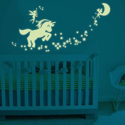 Benbo Wall Decals Glow In The Dark Cute Horse Stars Fairytale Fairy Wall Stickers Diy Kids Girls Bedroom Home Nursery Room Wall Mural Decor #TOP3