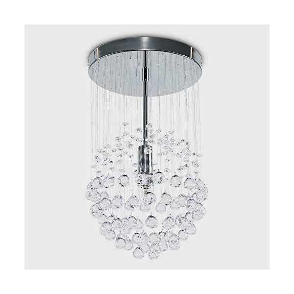 Modern Ceiling Light with Suspended Smoked & Clear Acrylic Droplets - Image 5