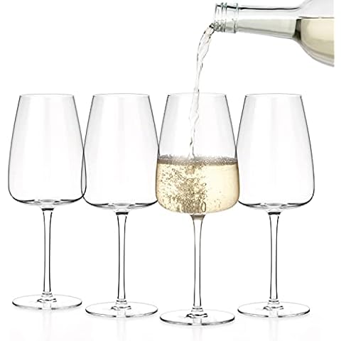 Luxbe - Crystal Red or White Wine Glasses 17-ounce, Set of 4 - Handcrafted Red or White Wine Glass - Professional Wine Tasting - 500ml Cover